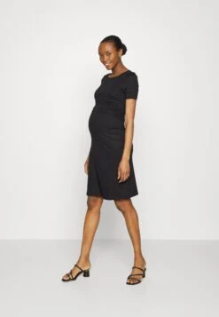 Short Sleeves Ruched Waist Mini Flared Dress - Jerseyjurk - Black -Anna Field 5c23d01c123a490fa1fc85b94ca2ac86