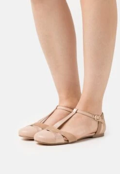 Anna Field Leather- Ballerina'S Met Enkelbandjes - Beige