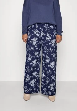 Wide Leg Pant - Broek - Dark Blue/Off-White