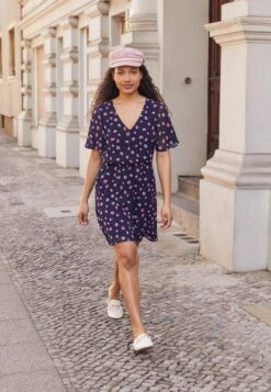 Anna Field V-Neck Sleeve Dress- Jurk - Dark Blue/Pink -Anna Field cd9a0483014d4744afd3656e9f5b02b9